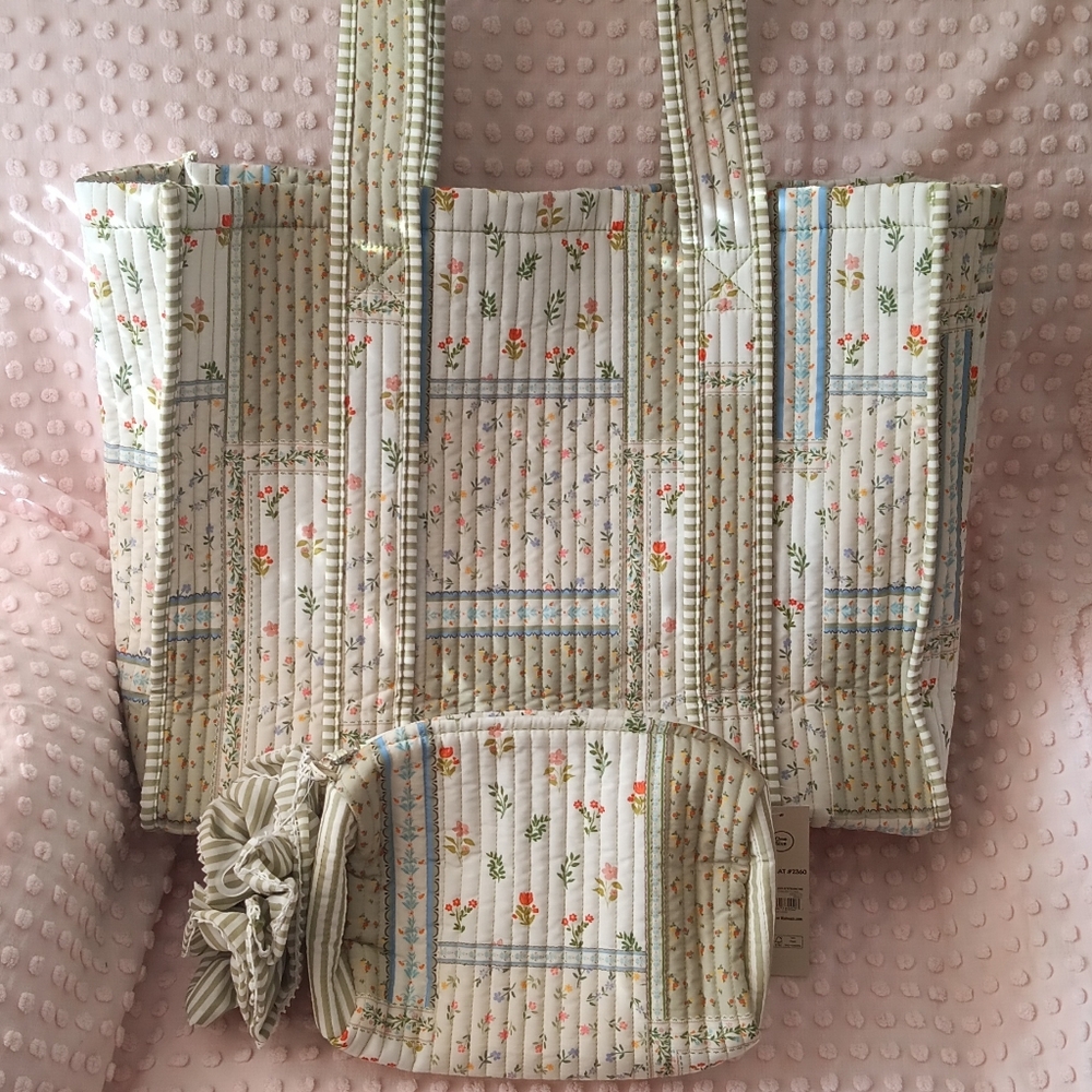 Floral Patchwork Tote and Pouch Set